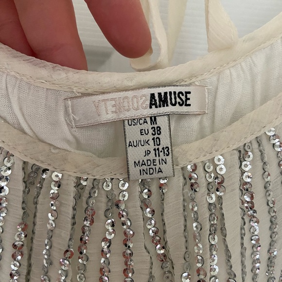 Amuse Society sequinned tie back tank top. Size M - Picture 2 of 3
